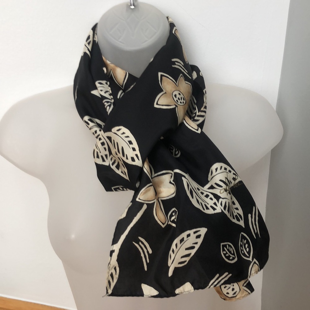 Kathie Lee Foliage Print Silk Oblong Scarf